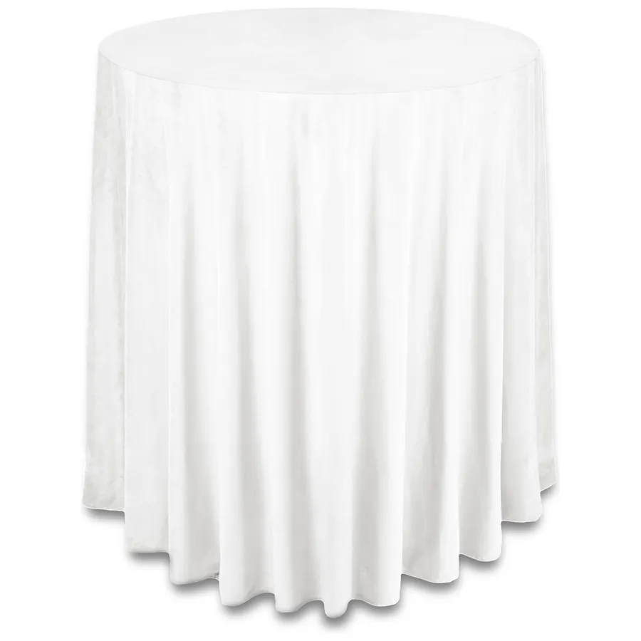 Скатерть бархат "Бета" ледяной белый для коктейльного стола - Фото миниатюра 1