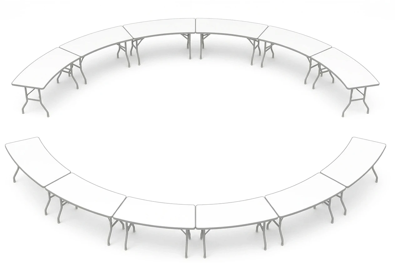 Банкетный стол "Вольф" волна 12 частей белый 