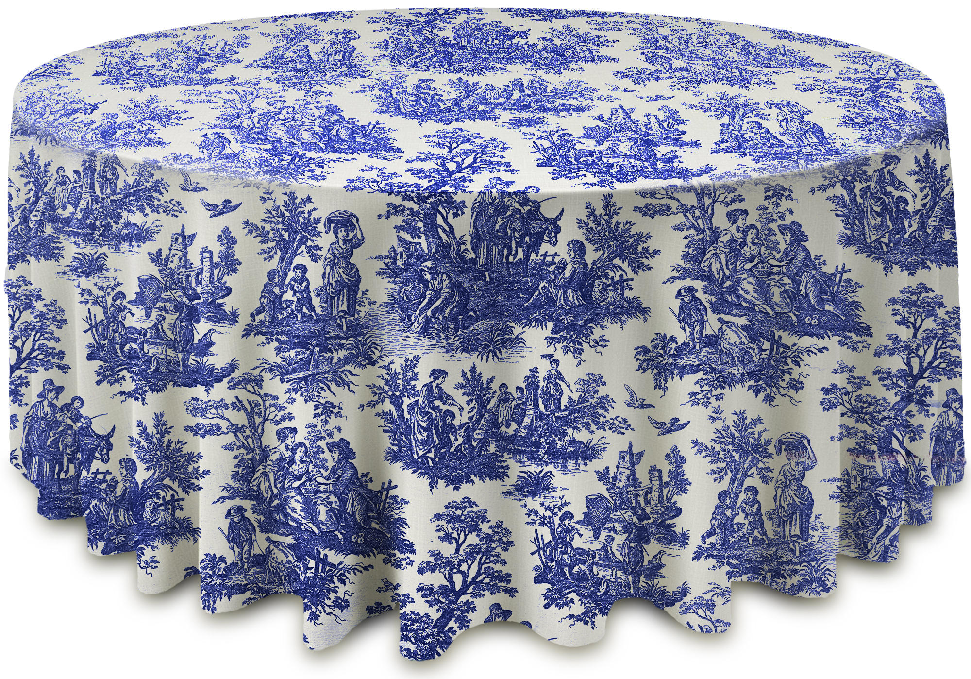 Скатерть "Каппа" Диор синяя круглая  - Фото миниатюра 1