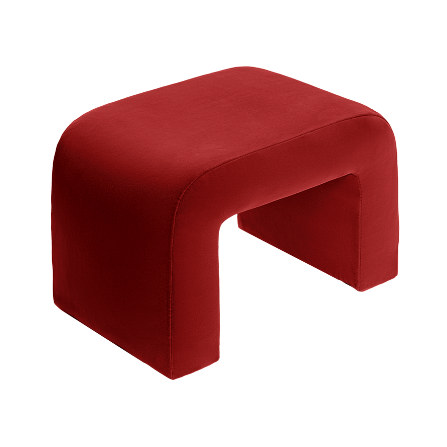 Чехол пуфик "Боу" мини клубничный бархат - Фото миниатюра 1