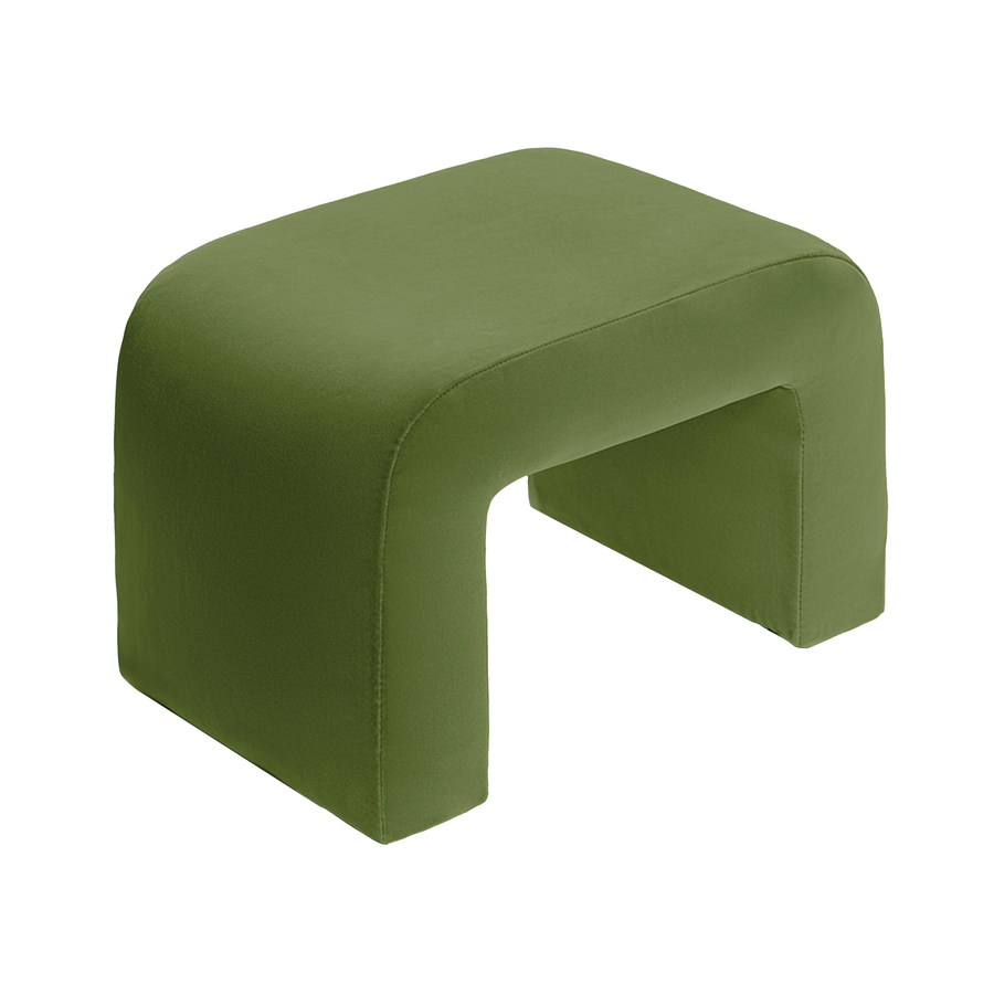 Чехол пуфик "Боу" мини зеленый чай бархат - Фото миниатюра 1