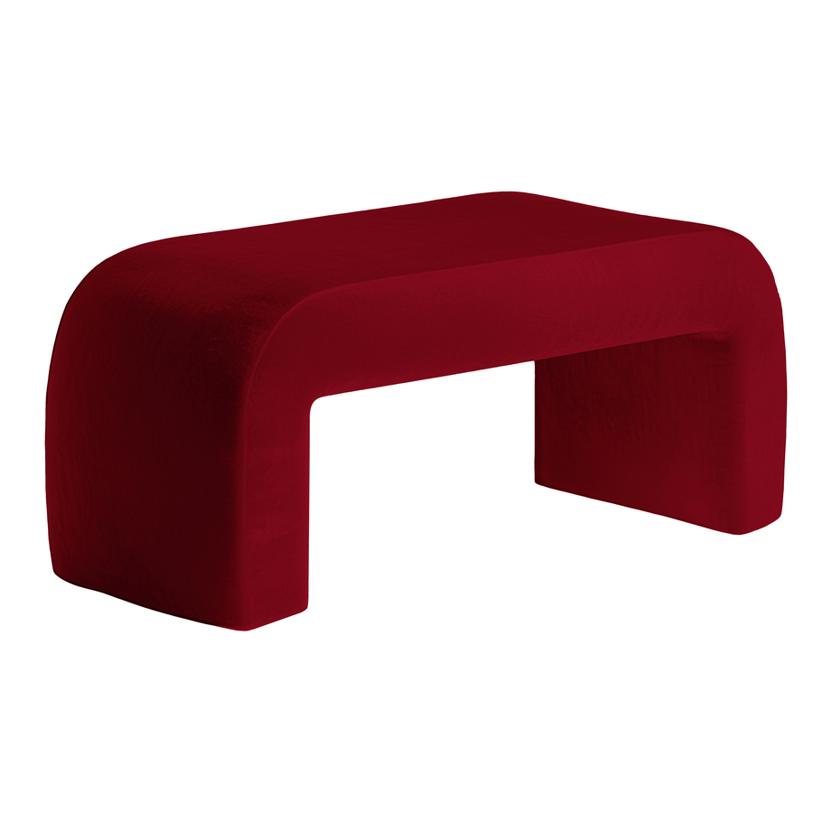 Чехол пуфик "Боу" макс гранатовый бархат - Фото миниатюра 1