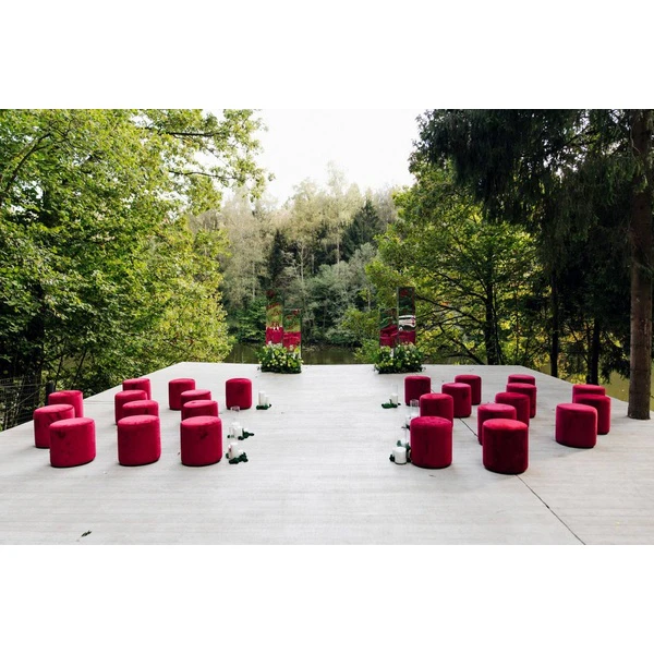 Пуфик "Фуфик" мини гранатовый бархат - Фото 3