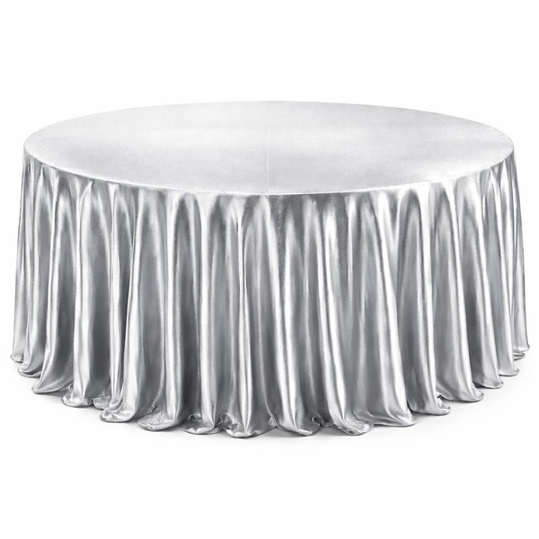 Скатерть "Юми" | серебряная металлик круглая