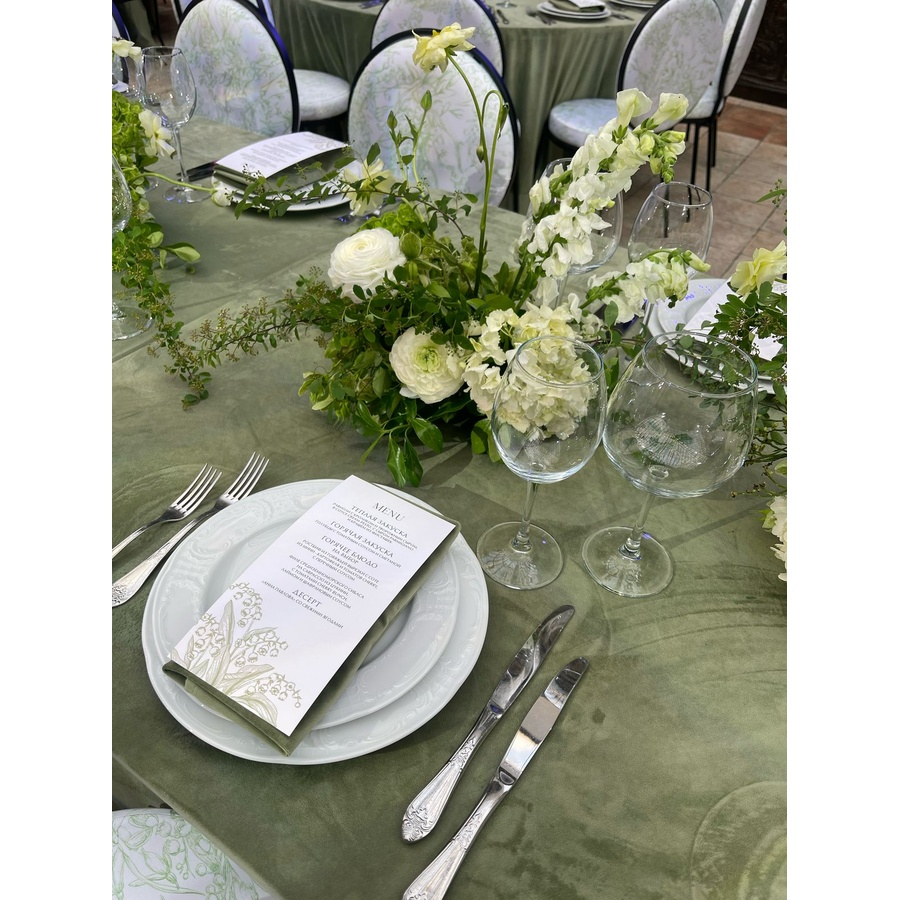 Скатерть бархатная "Бета+" светло-зеленая прямоугольная - Фото миниатюра 5