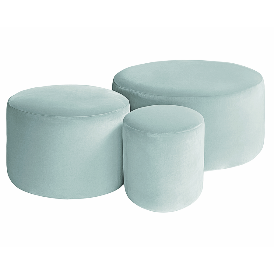 Набор пуфов "Фуфик" морозная мята бархат бархат - Фото миниатюра 1