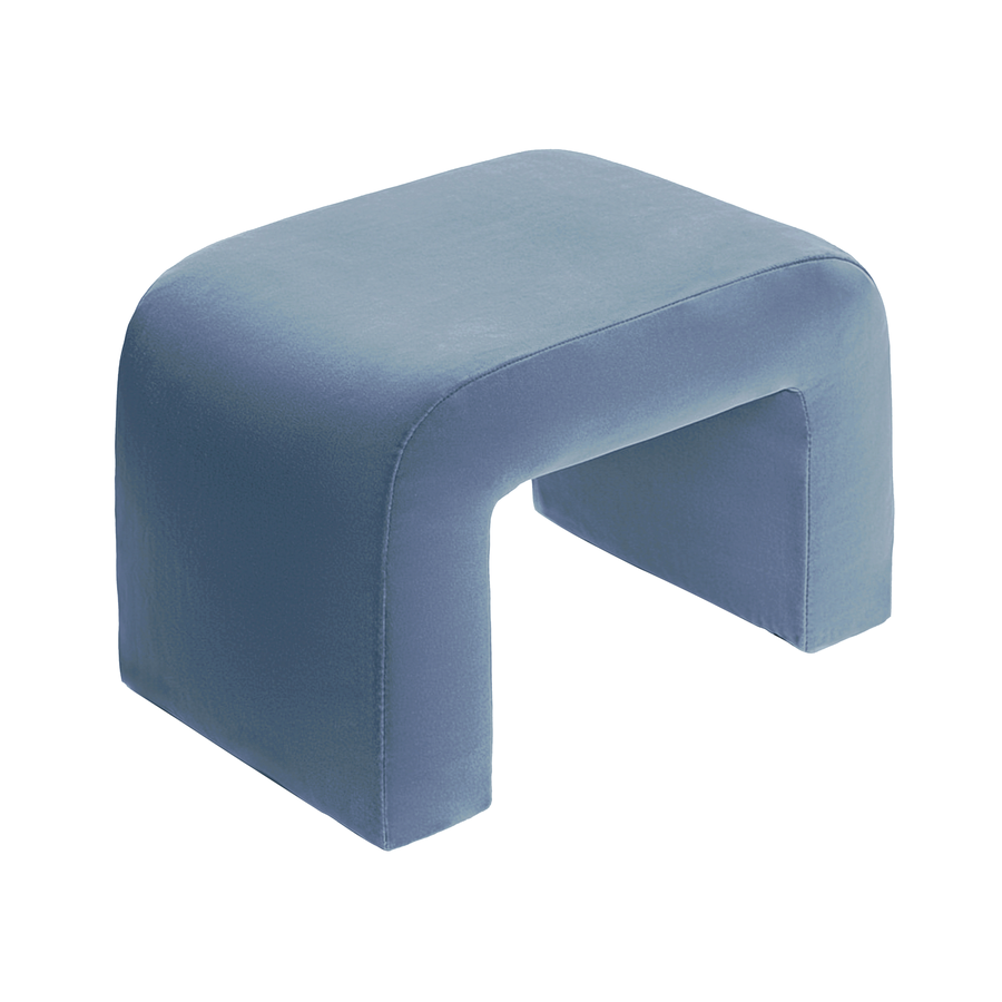 Чехол пуфик "Боу" мини голубой сапфир бархат - Фото миниатюра 1