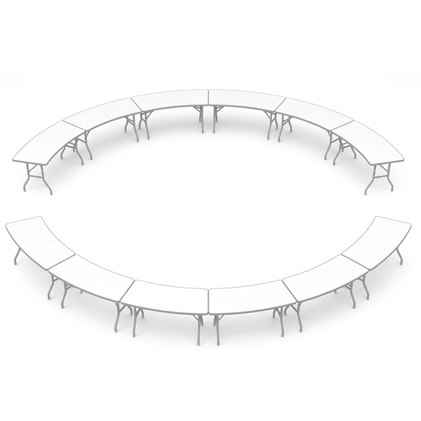 Банкетный стол "Вольф" волна 12 частей белый 