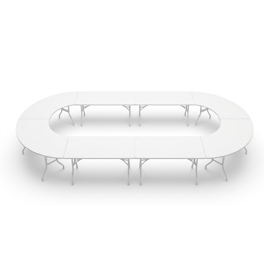 Банкетный стол "Вольф" овал белый большой - Фото основное 1