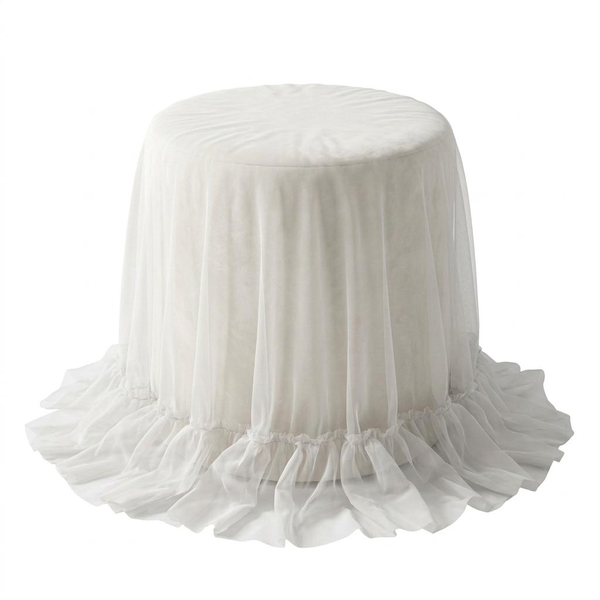 Пуфик "Фуфик" мини с вуалью жемчужный бархат