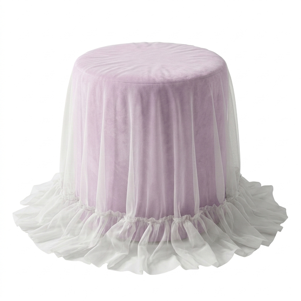 Пуфик "Фуфик" мини с вуалью сиреневая дымка бархат