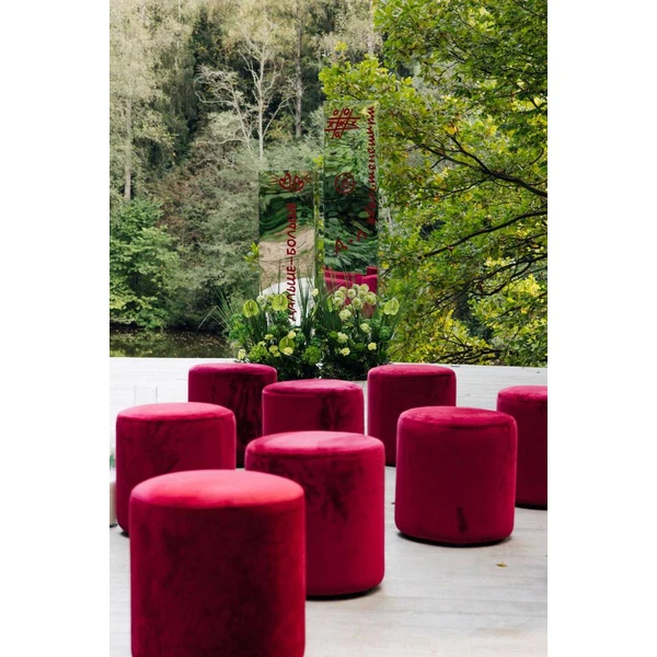 Пуфик "Фуфик" мини гранатовый бархат - Фото 2