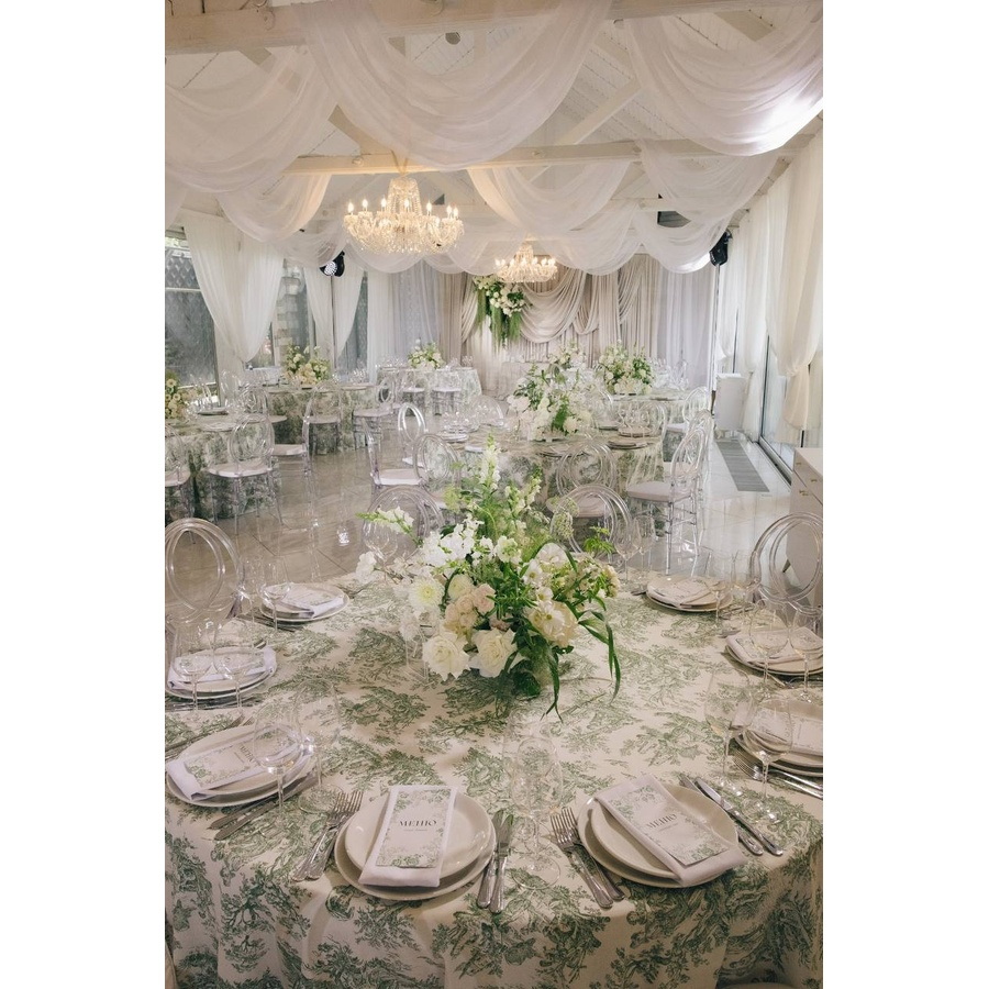 Скатерть "Каппа" Диор зеленая круглая - Фото миниатюра 2