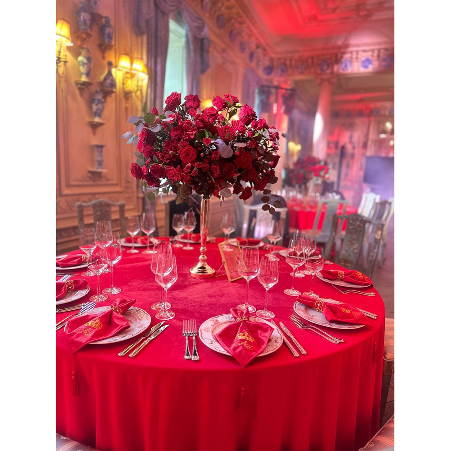 Скатерть бархатная "Бета" красный дракон круглая - Фото миниатюра 4