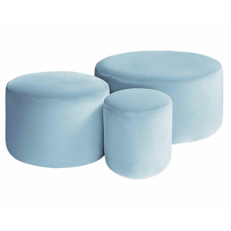 Набор пуфов "Фуфик" аквамарин бархат - Фото миниатюра 1
