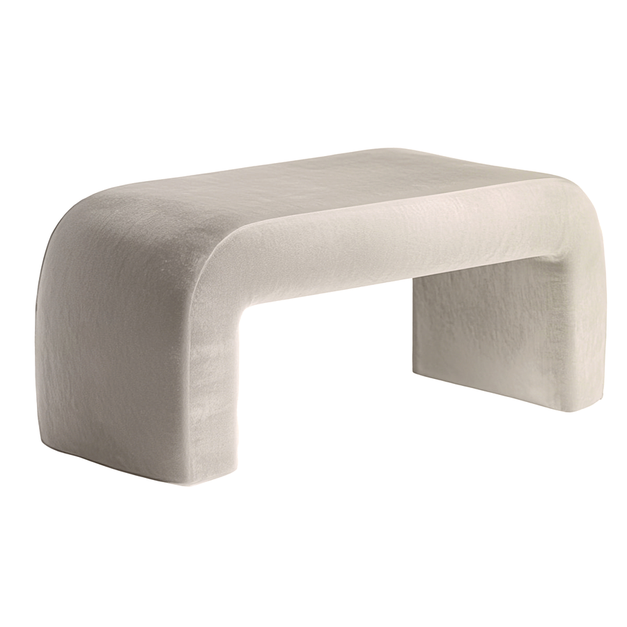 Чехол пуфик "Боу" макс кокосовый раф бархат - Фото миниатюра 1