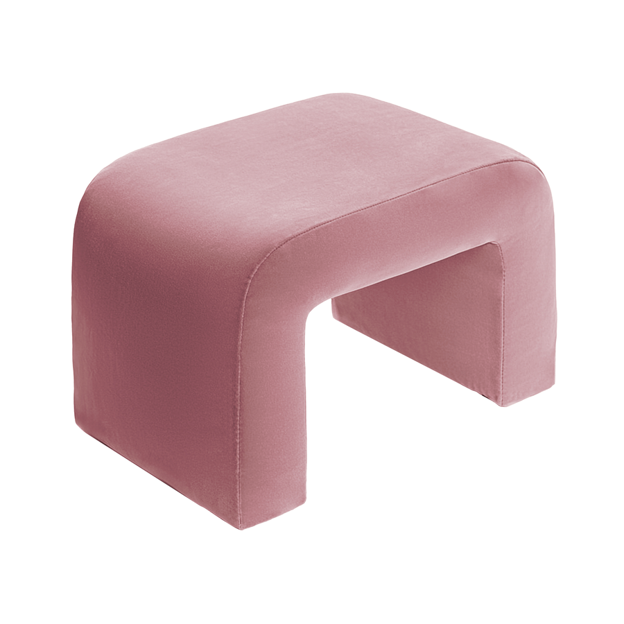 Чехол пуфик "Боу" мини розовая сакура бархат - Фото миниатюра 1