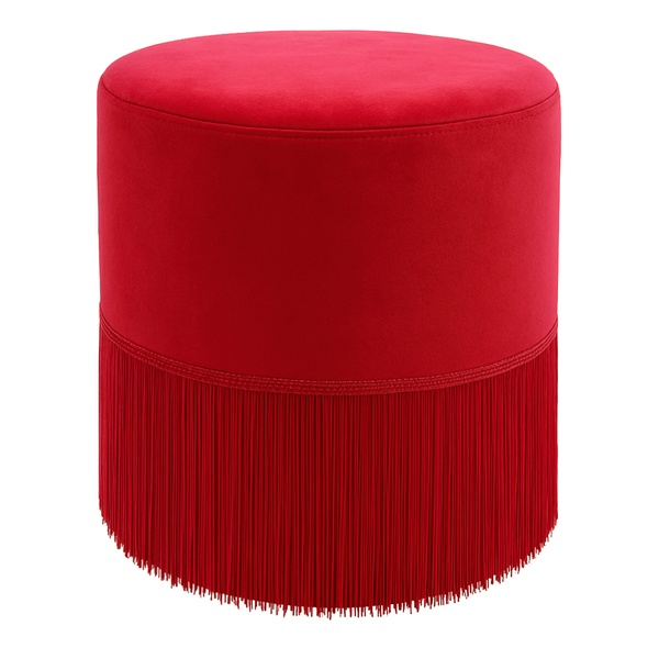 Пуфик "Фуфик" с бахромой мини клубничный бархат