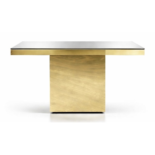 Стол для торта золотой прямоугольный с зеркальной столешницей