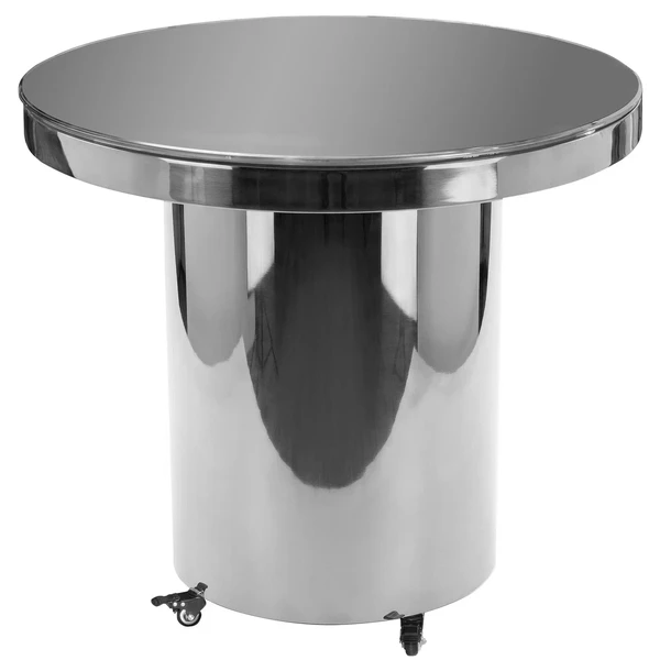 Стол для торта круглый серебряной с зеркальной столешницей  - Фото 1