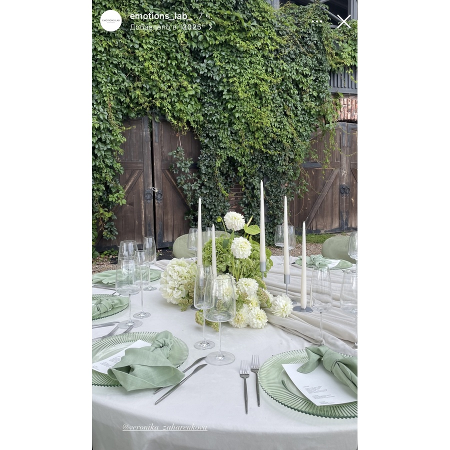 Салфетка льняная холодно-зеленая  - Фото миниатюра 2