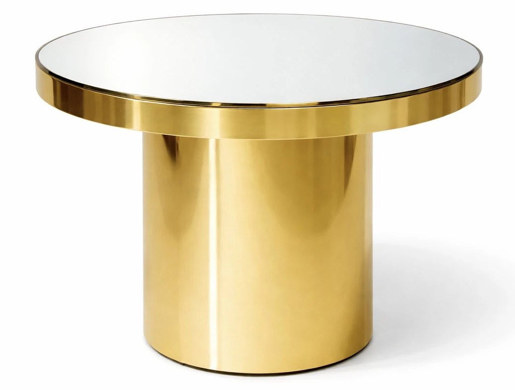 Стол для торта круглый золотой с зеркальной столешницей