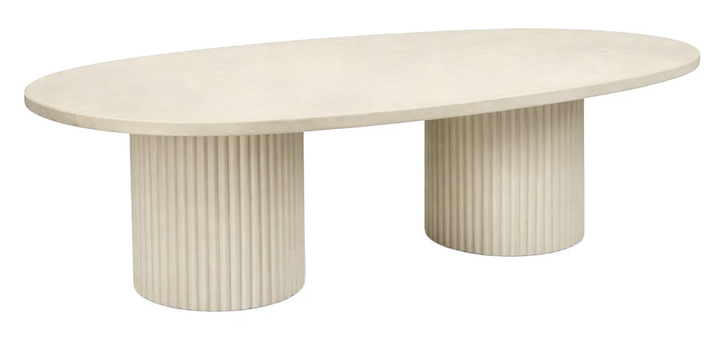 Стол «Арис» овальный, бархат светло-бежевый