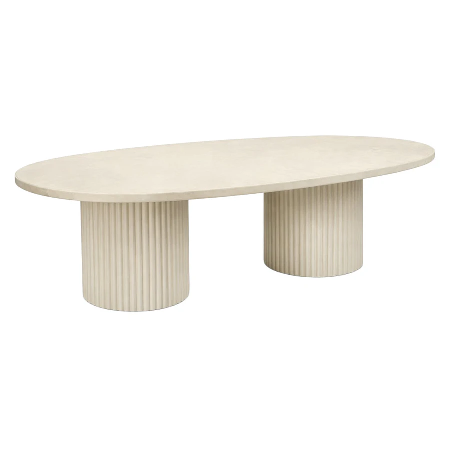 Стол «Арис» овальный, бархат светло-бежевый - Фото миниатюра 1