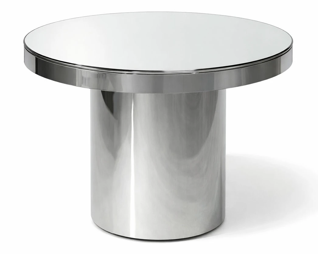 Стол для торта круглый серебряной с зеркальной столешницей 