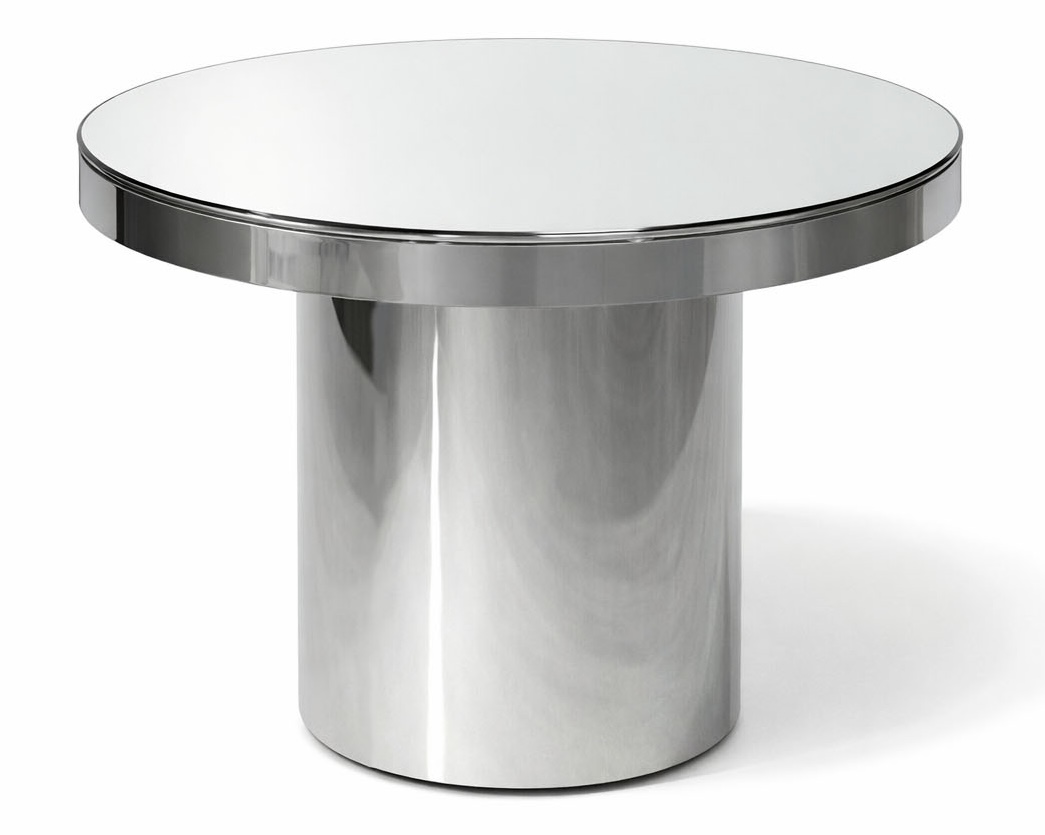 Стол для торта круглый серебряной с зеркальной столешницей 