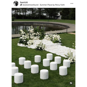 Пуф «Круг» золотой, белый бархат - Фото 2