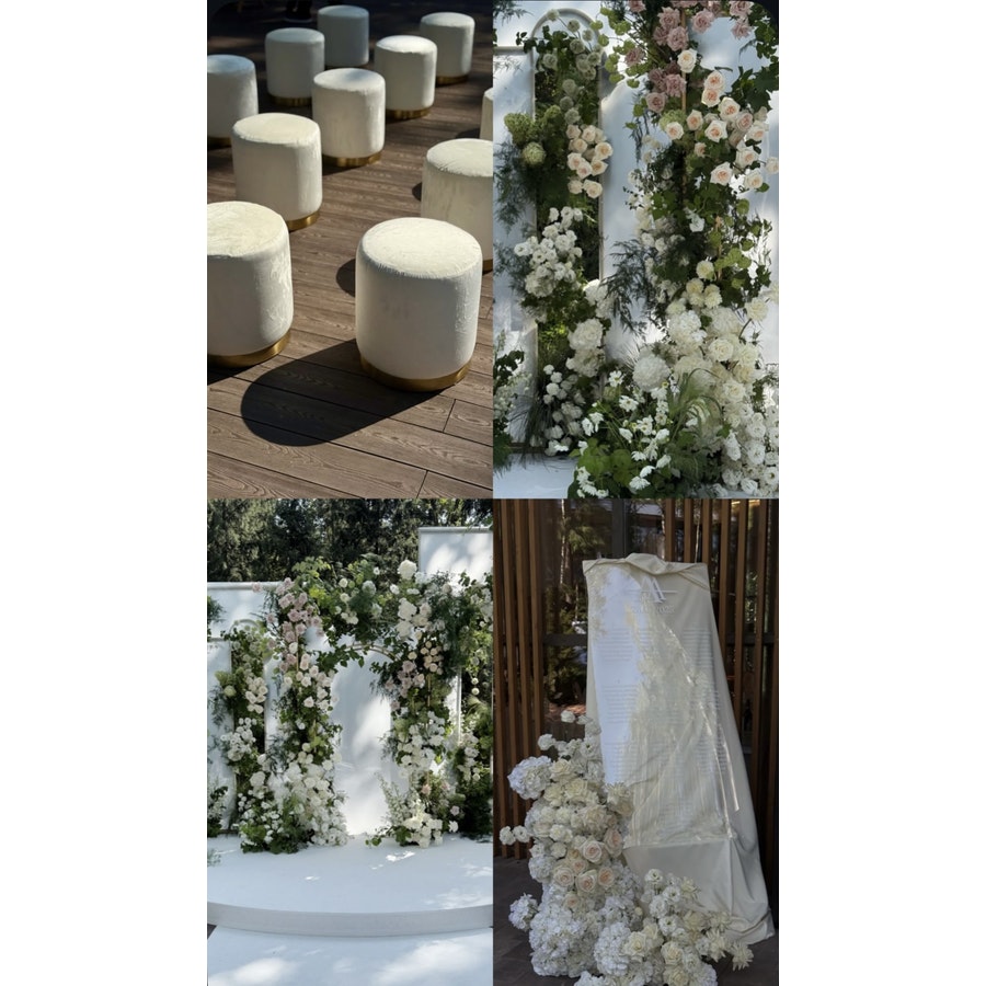 Пуф «Круг» золотой, светло-бежевый бархат - Фото миниатюра 3