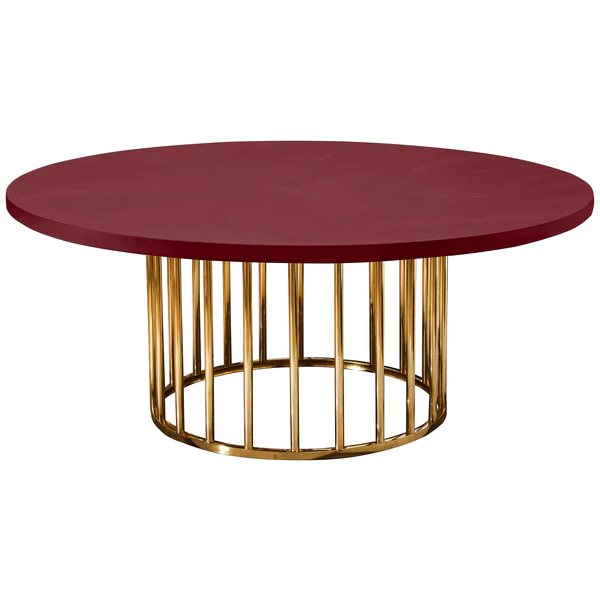 Стол «Арис» круглый, столешница бархат бордовый