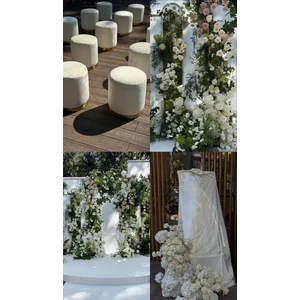 Пуф «Круг» золотой, светло-бежевый бархат - Фото 3