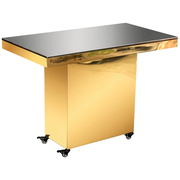 Стол для торта золотой прямоугольный с зеркальной столешницей - Фото 1
