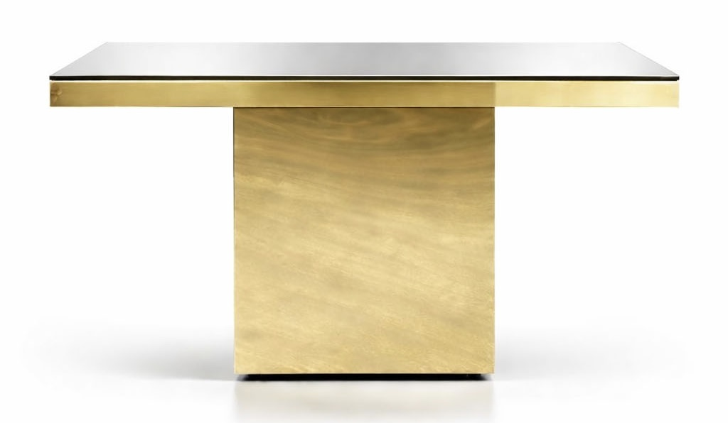 Стол для торта золотой прямоугольный с зеркальной столешницей