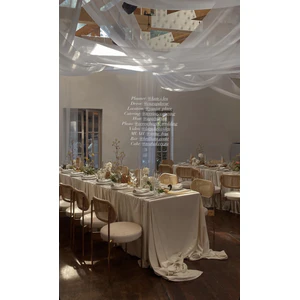 Скатерть прямая широкая бархатная молочная - Фото 4