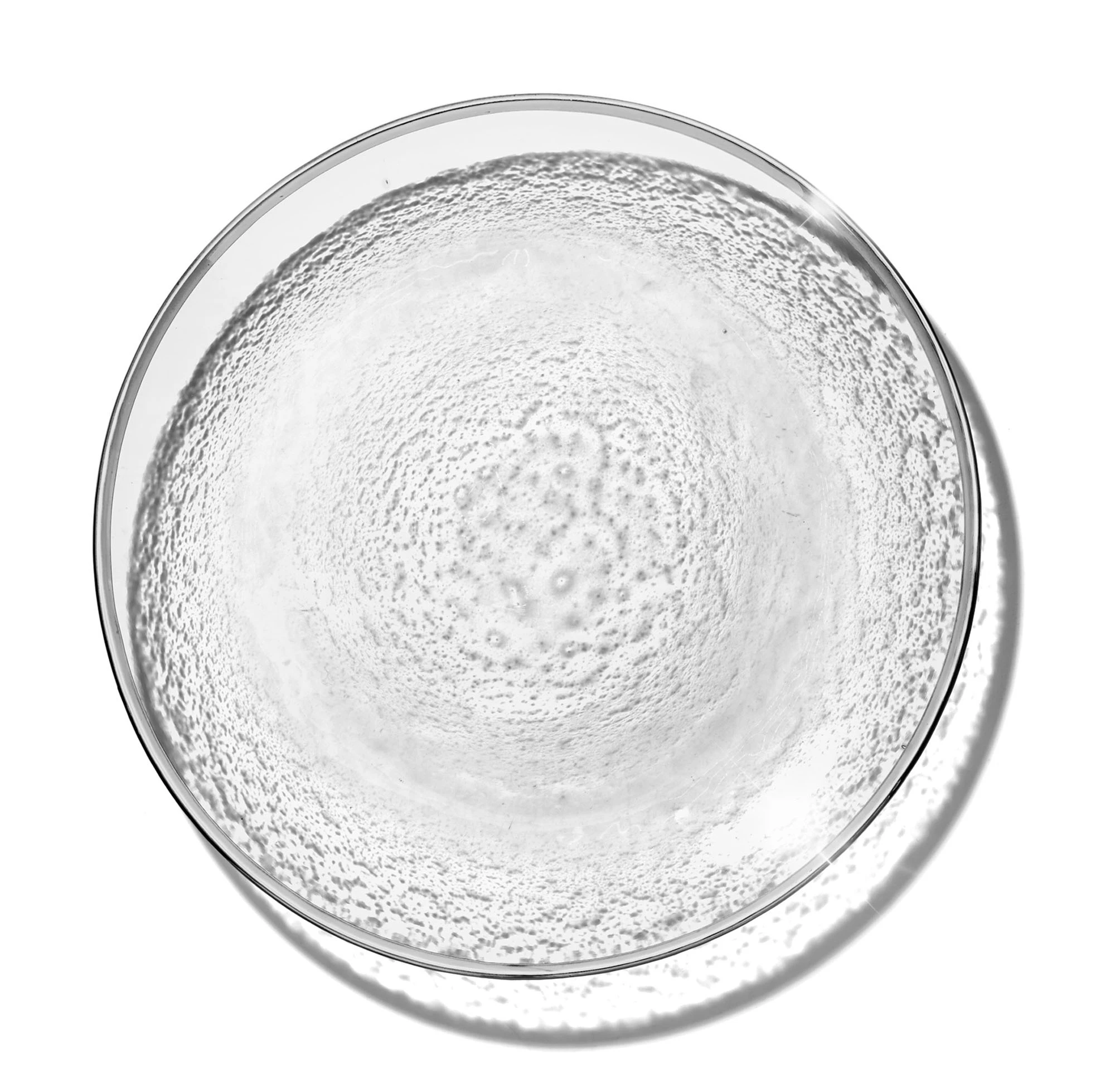 Обеденная тарелка «Анитра» прозрачная с серебряной каймой 