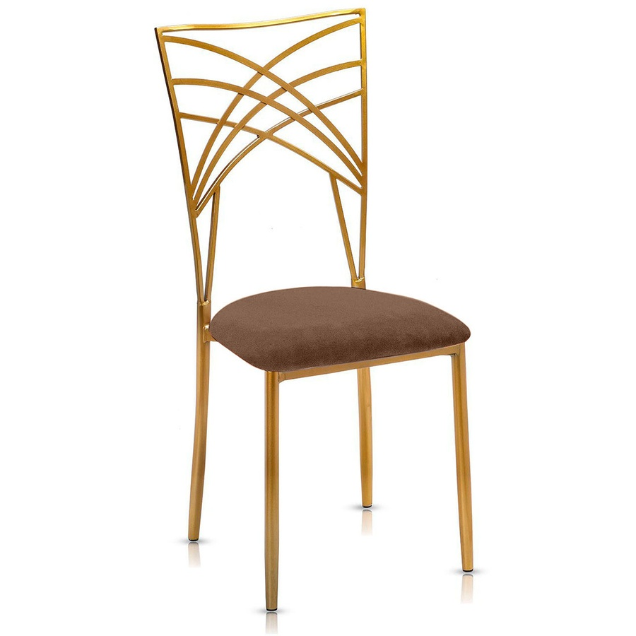 Стул «Хамелеон» золотой, горький шоколад подушка из бархата - Фото миниатюра 1