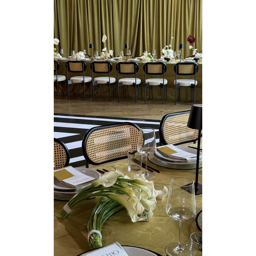 Стул «Тотем» черный, белый теплый бархат с ротанговый спинкой черной - Фото миниатюра 2