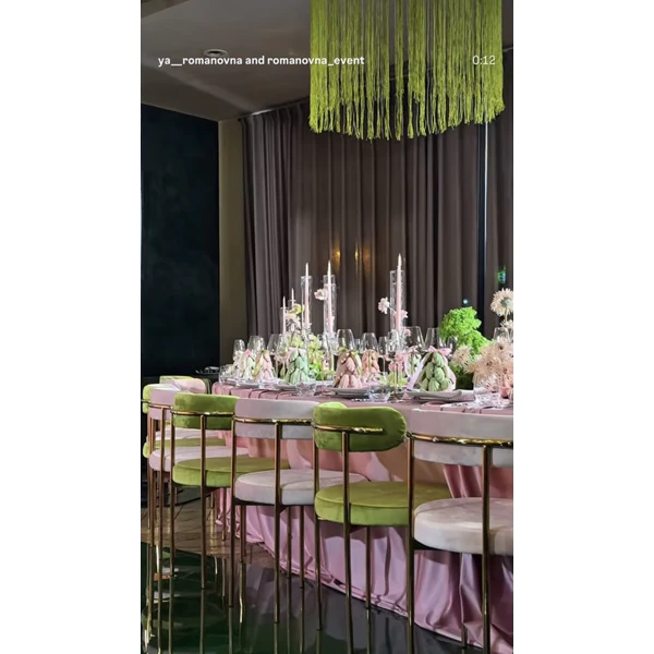 Стул «Лира» золотой, пыльно-розовый бархат - Фото 3