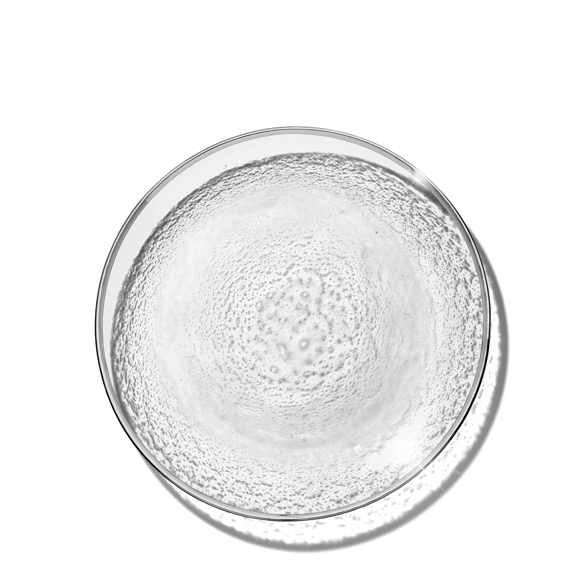 Закусочная тарелка «Анитра» прозрачная с серебряной каймой