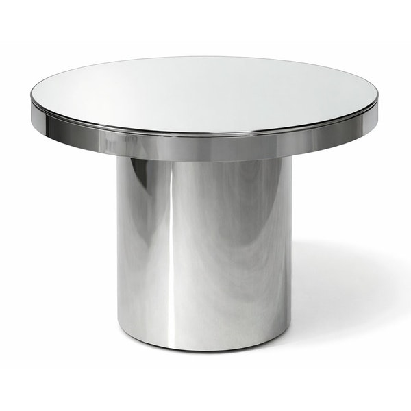 Стол для торта круглый серебряной с зеркальной столешницей 