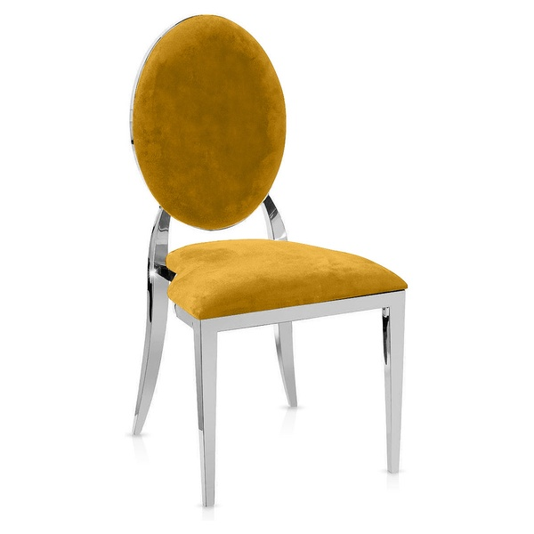 Стул «Вашингтон» серебряный, горчичные подушки из бархата