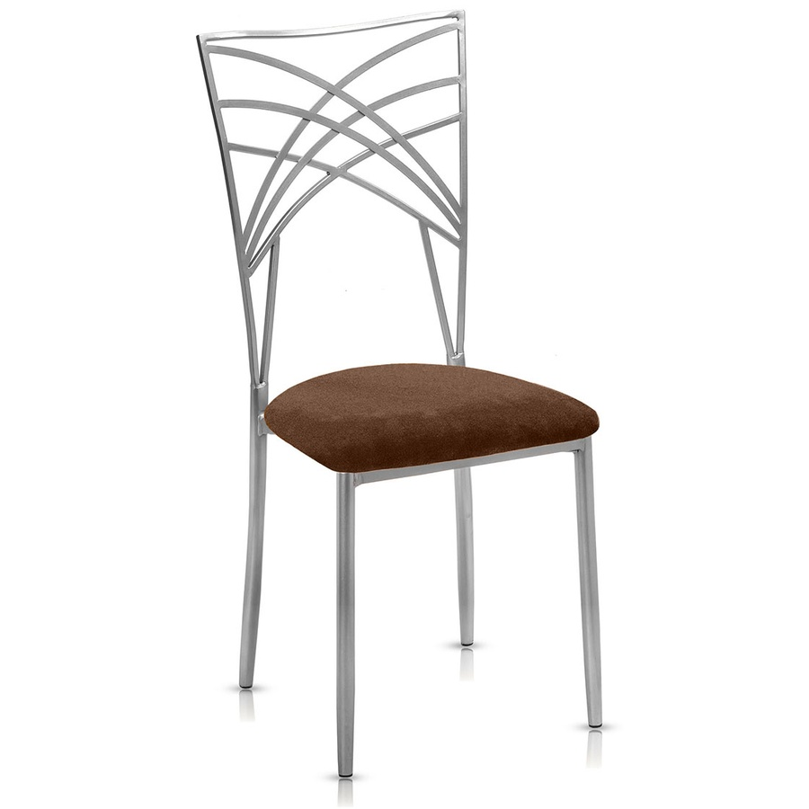 Стул «Хамелеон» серебряный, горький шоколад подушка из бархата  - Фото миниатюра 1