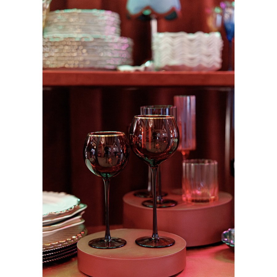 Сет бокалов Сирен рубиновых с золотой каймой - Фото миниатюра 2
