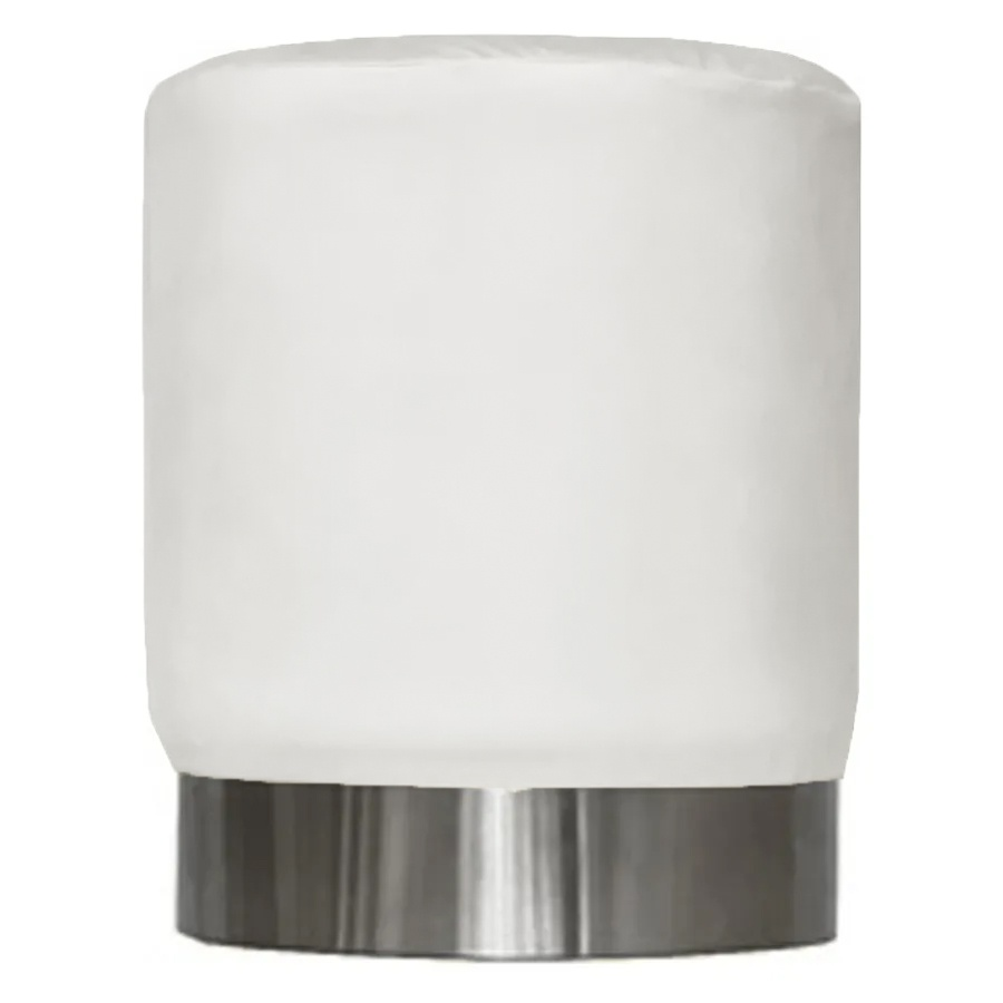 Пуф Цилиндр Серебряный обод, белоснежный велюр - Фото миниатюра 1