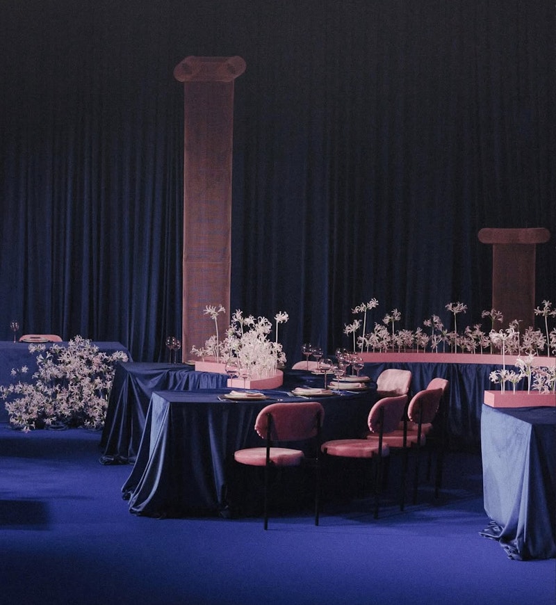 Скатерть велюр, прямоугольная, сапфировая ХЛ