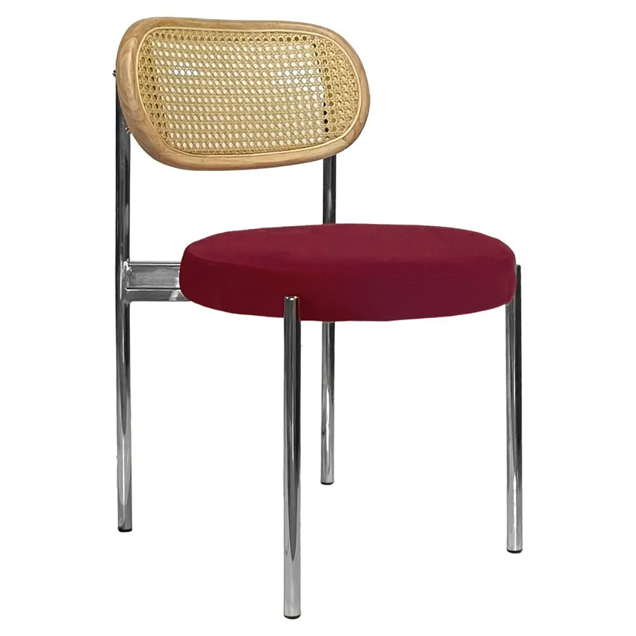 Стул Модерн Серебро, Натуральный ротанг + Бордо - Фото миниатюра 1