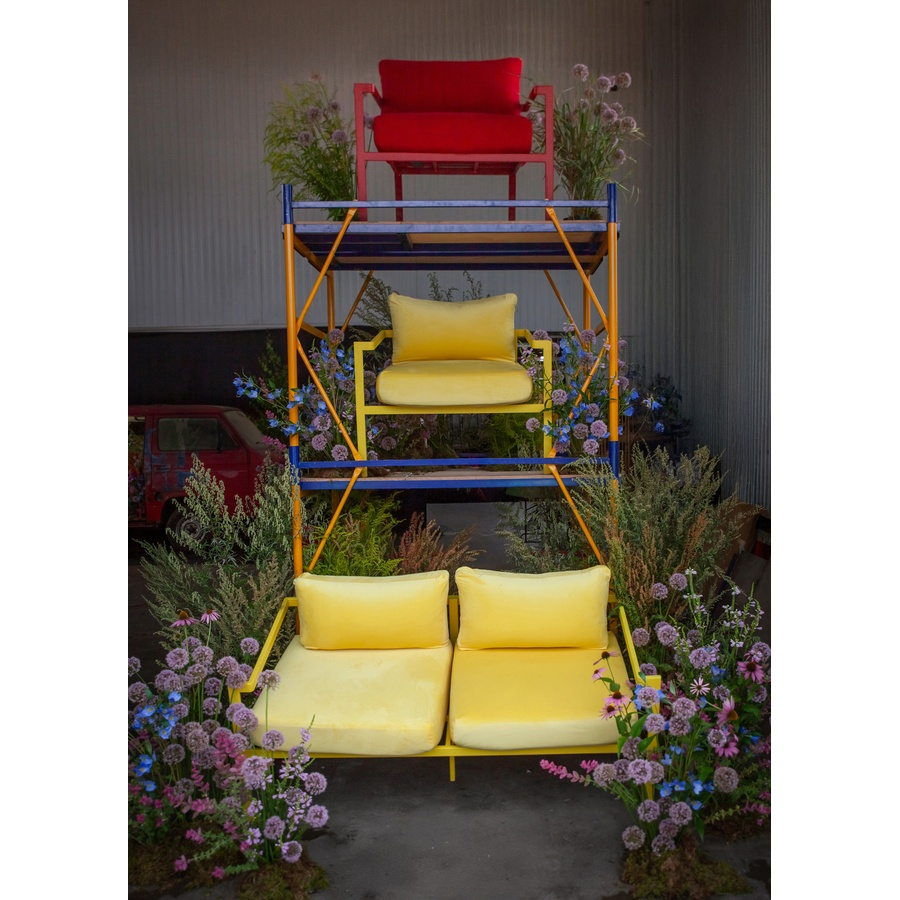 Кресло Хагги, Красный бархат + Красный Тедди - Фото миниатюра 2